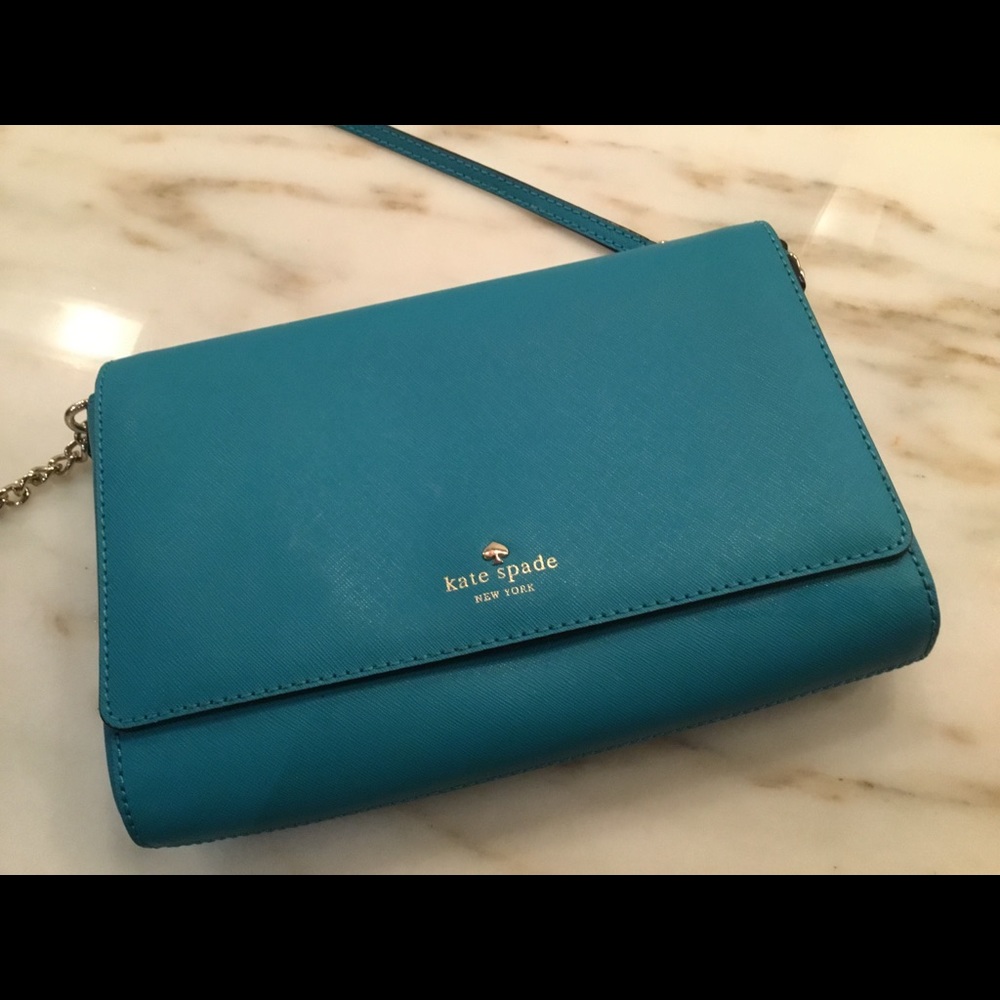 Kate spade turquoise Leather crossbody purse